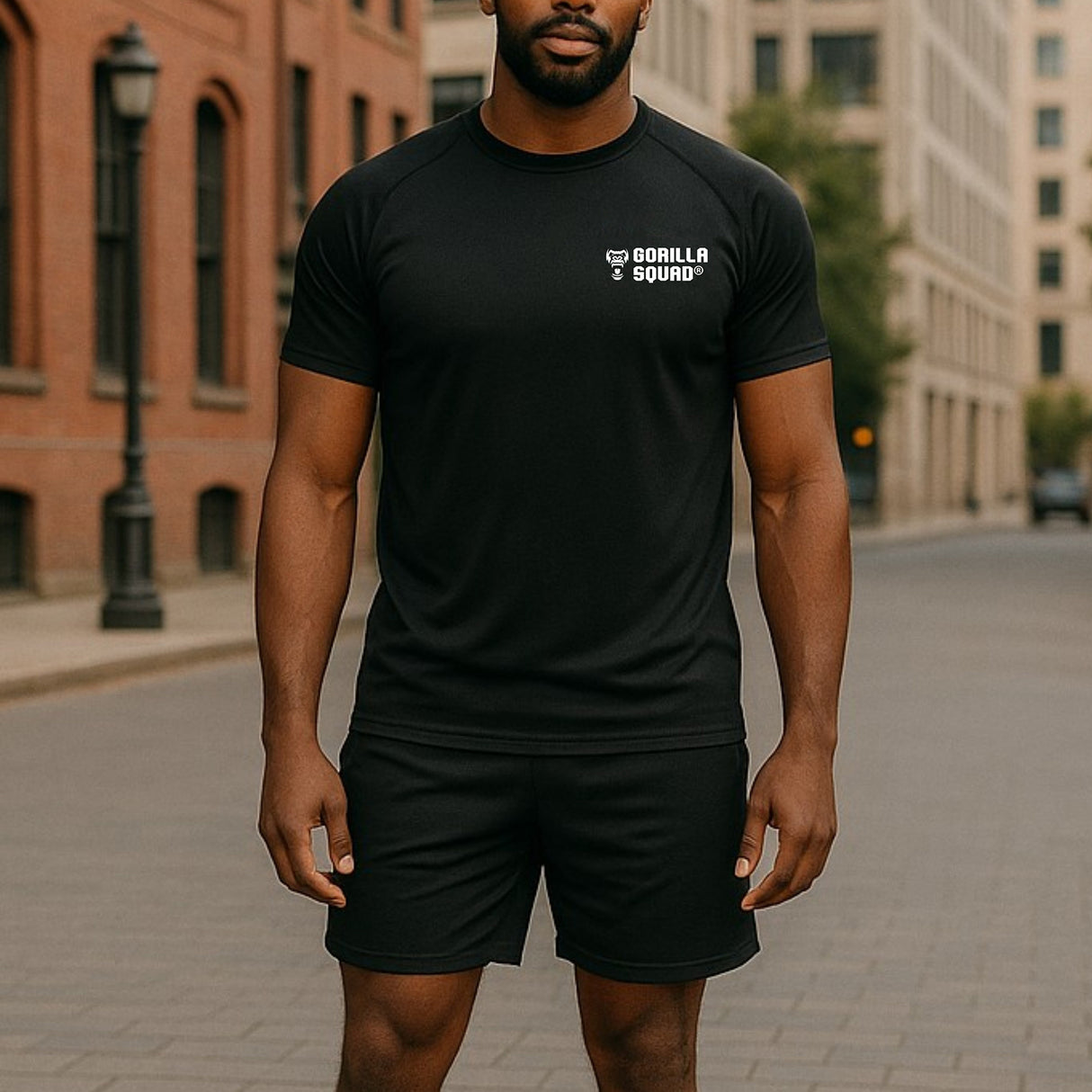 吸汗速乾ドライメッシュ トレーニングTシャツ タイトめ(ロゴ小)