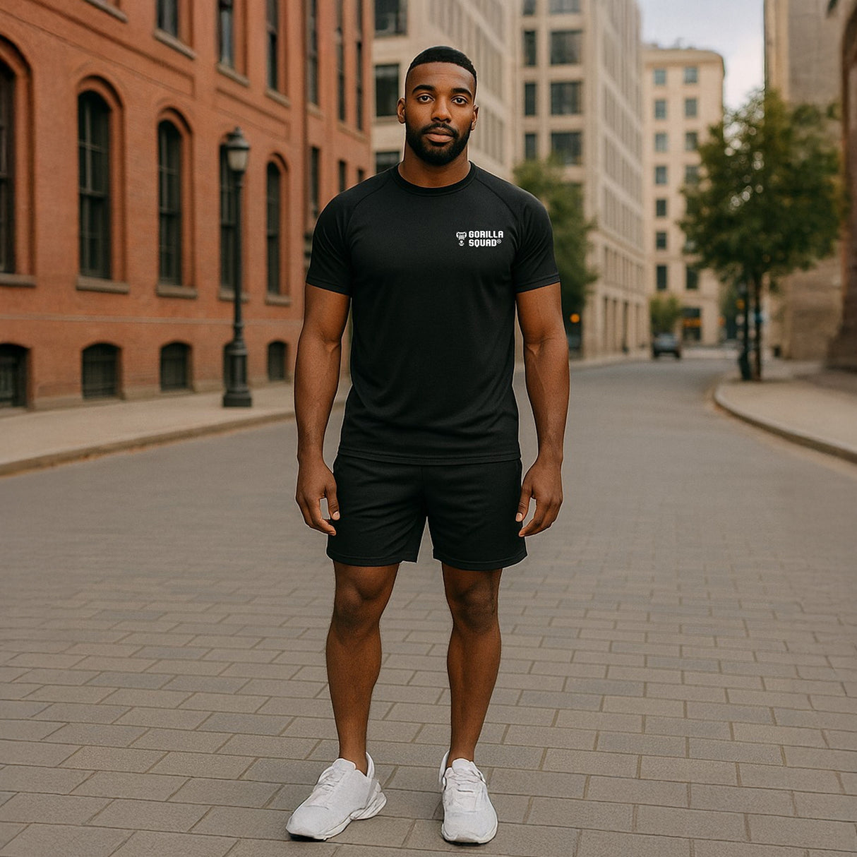 吸汗速乾ドライメッシュ トレーニングTシャツ タイトめ(ロゴ小)