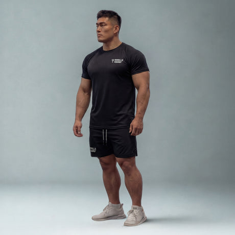 吸汗速乾ドライメッシュ トレーニングTシャツ タイトめ（ロゴ小）