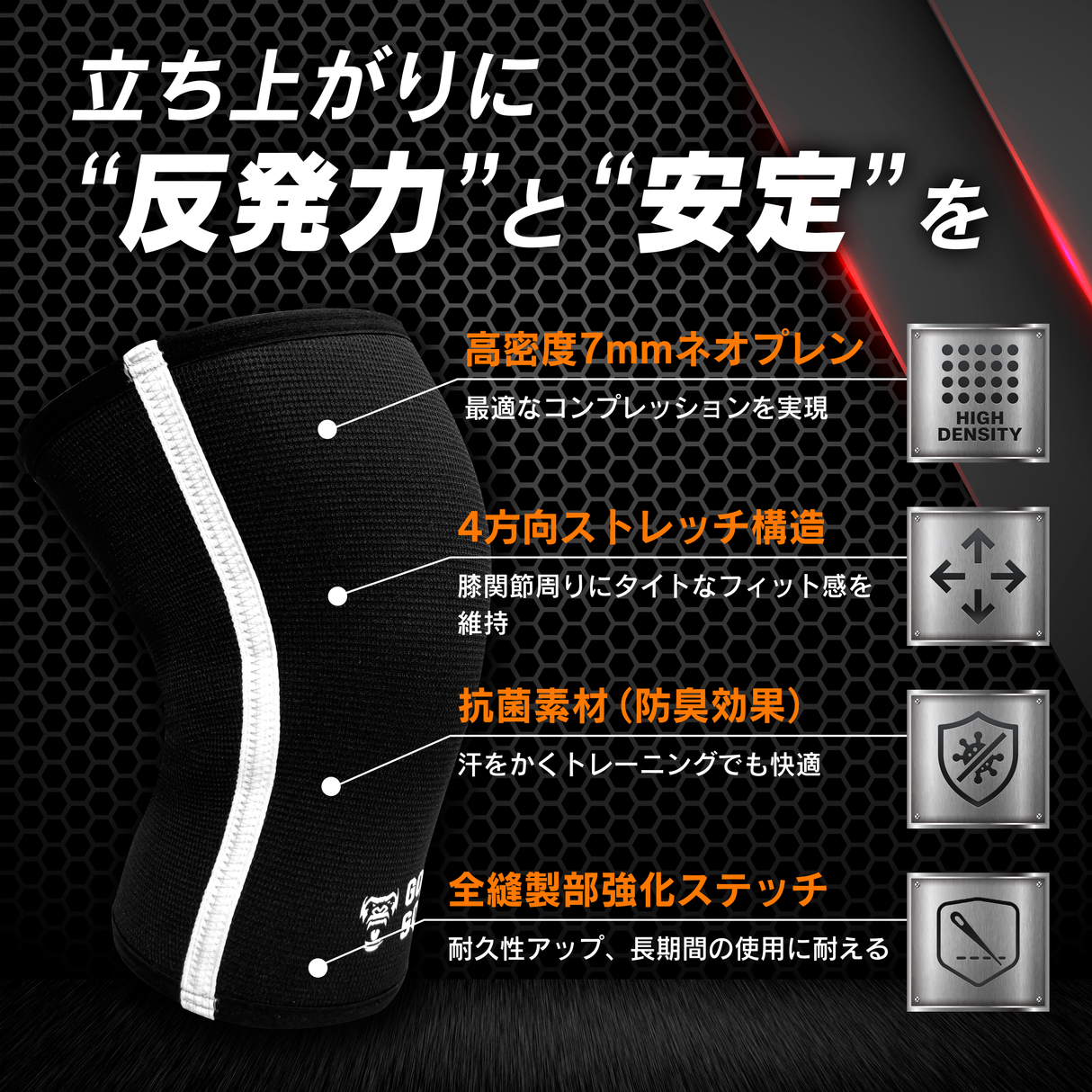 ニースリーブ【CORE】7mm高密度ネオプレン・強反発